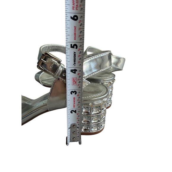 DUNE London Silver Jeweled Heels Sandals Size 38 / US 7 - Picture 5 of 11